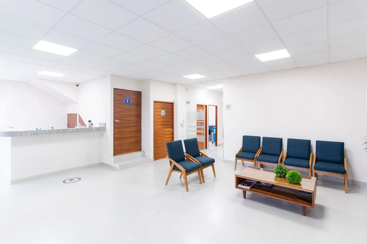An empty clinic waiting room